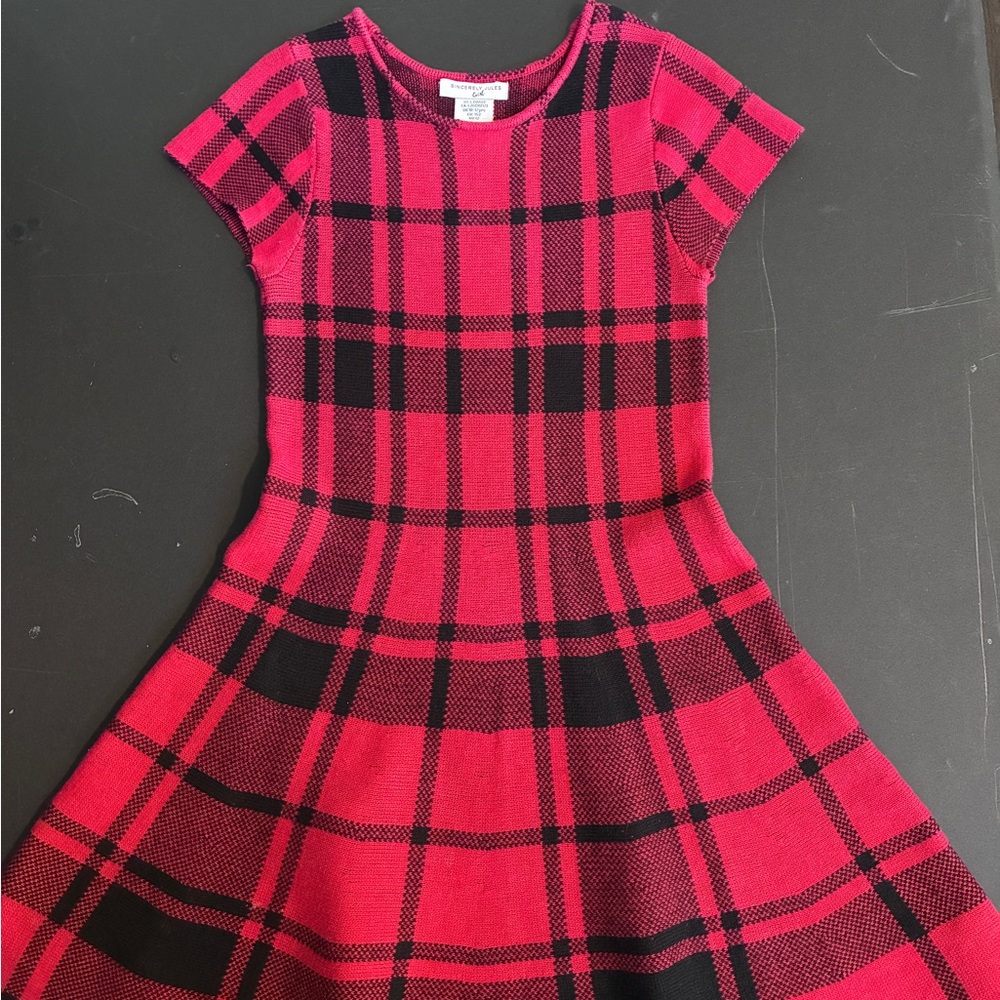 Sincerely Jules Kids Plaid Dress in Red and Black